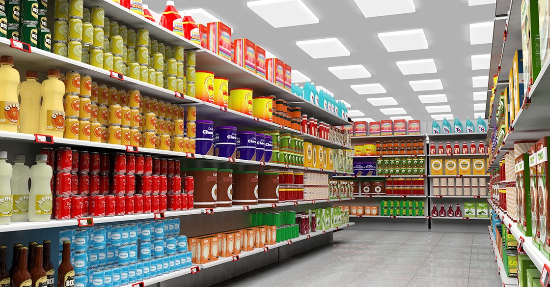 supermarket shelves drawing