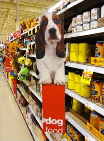 dog food in aisle POS display