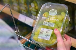 white grapes in recyclable packaging